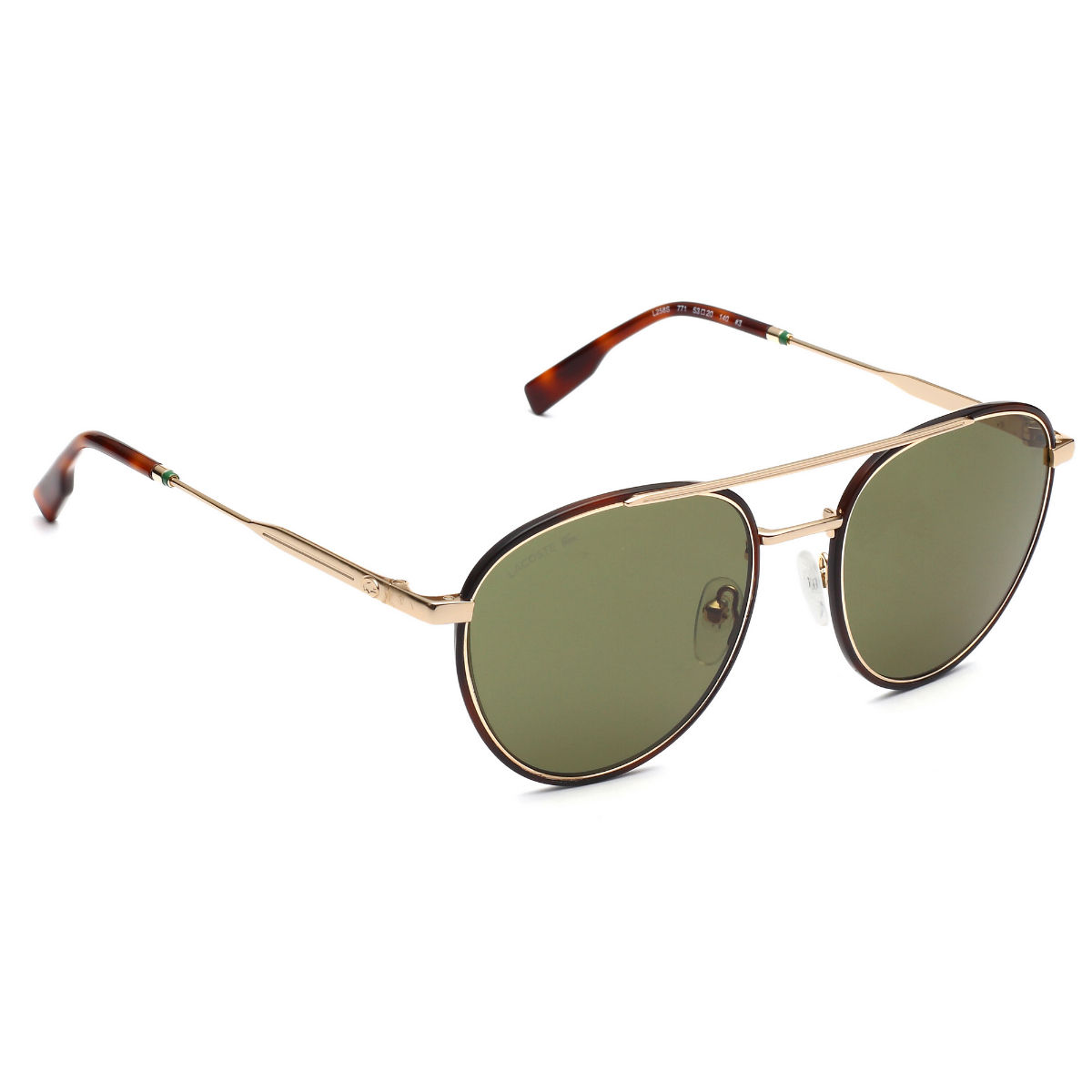 Lacoste Unisex Sunglasses - Mirrored Lens Beige/Gold Round Frame | LAC